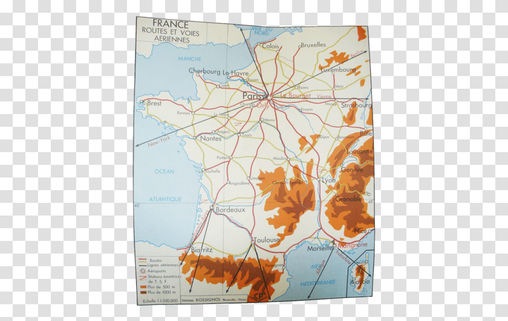 Vintage France Map Atlas, Diagram, Plot Transparent Png