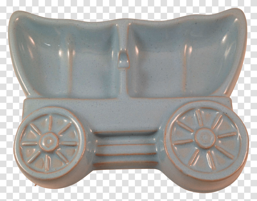 Vintage Frankoma Pottery Covered Wagon Sky Blue Ashtray Carriage, Meal, Food, Dish, Porcelain Transparent Png