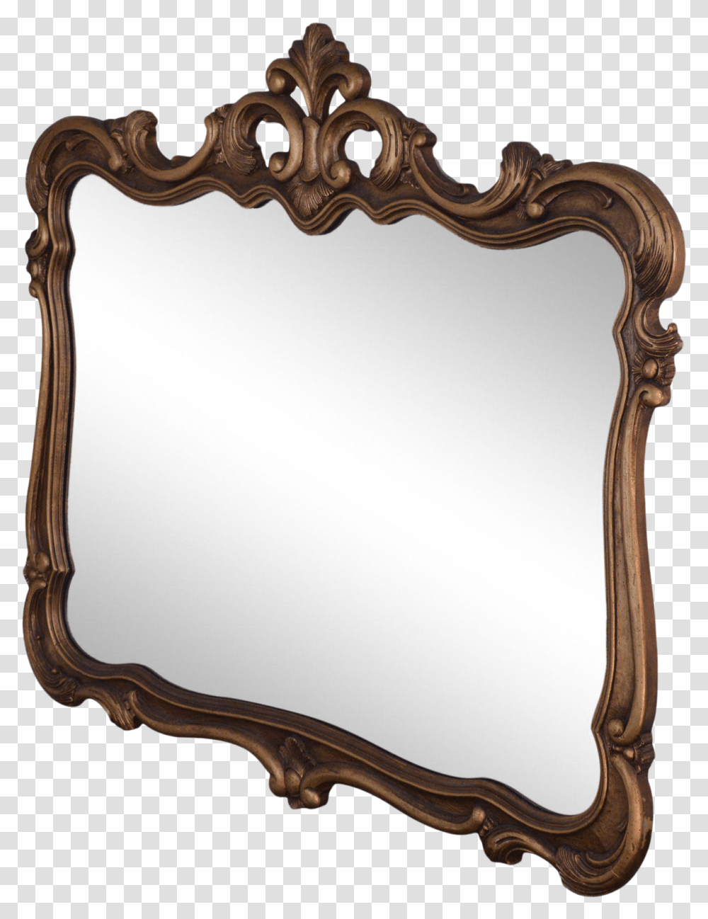 Vintage French Louis Xv Style Gold Frame Wall Mirror Crowned Top Transparent Png