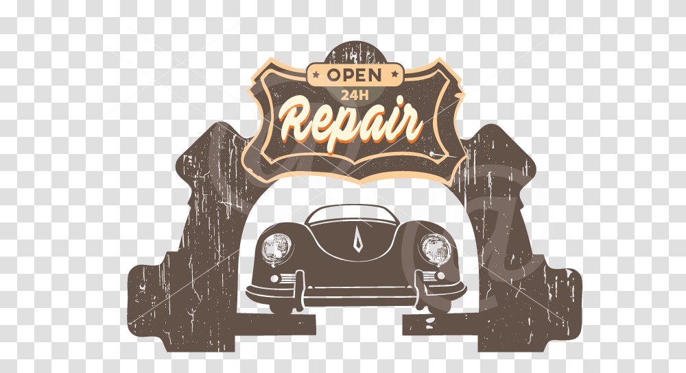 Vintage Garage Logo Gingerbread, Text, Furniture, Symbol, Leisure Activities Transparent Png