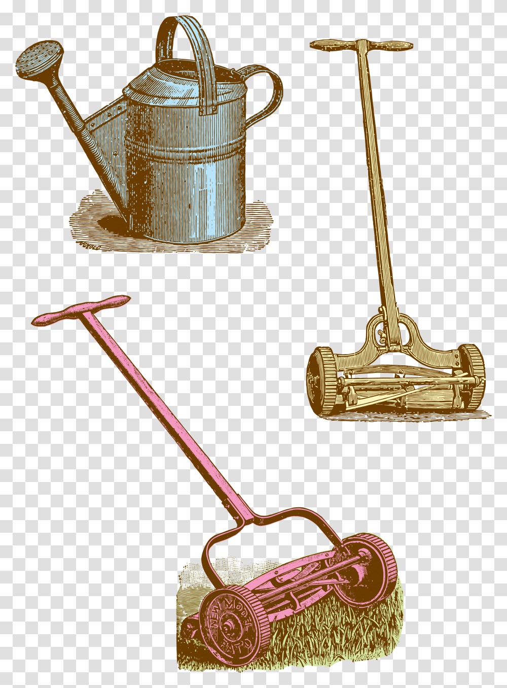 Vintage Garden Tools Download Vintage Gardening Tools Clipart, Accessories, Accessory, Tin, Watering Can Transparent Png