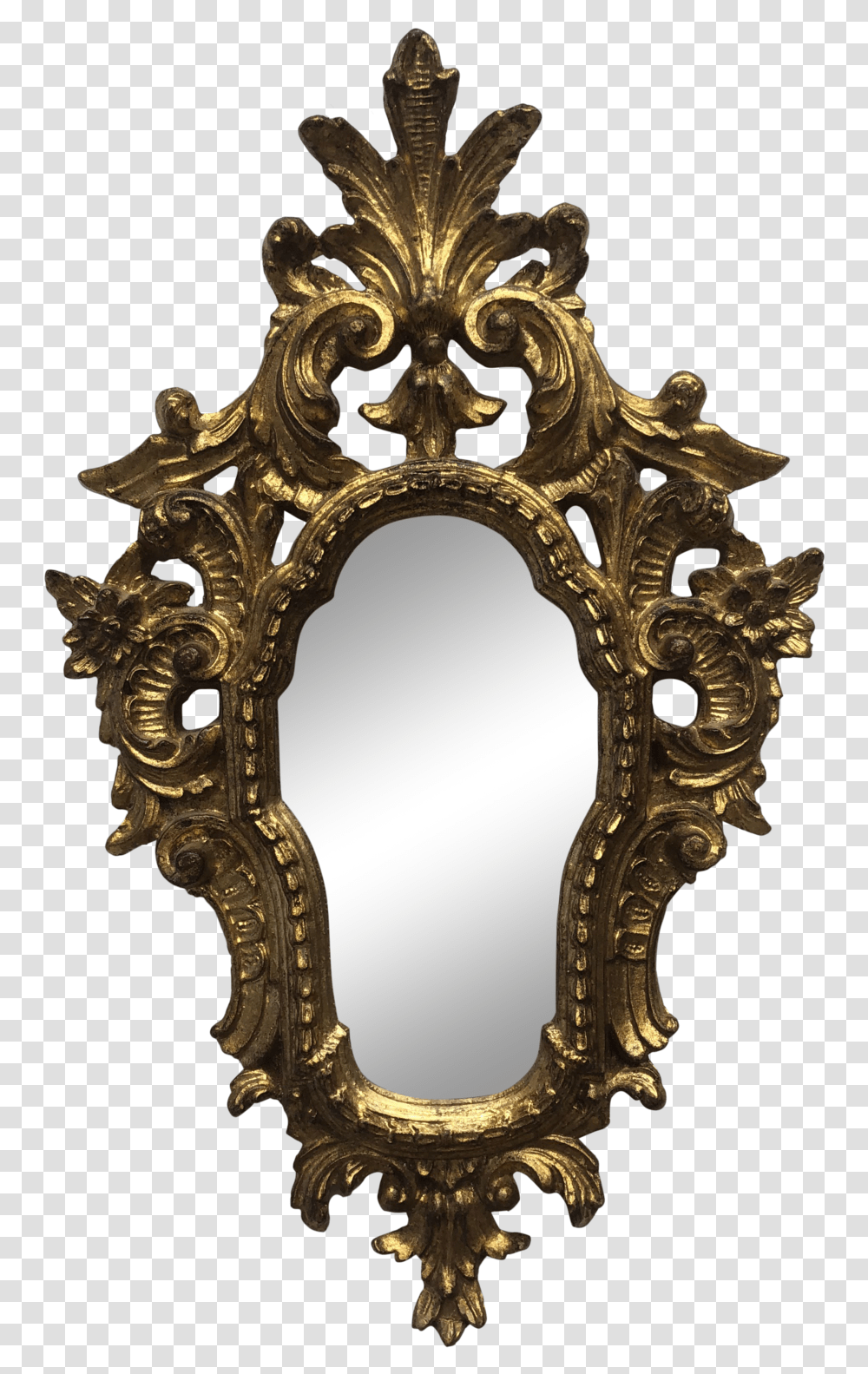 Vintage Gilt Rococco Mirror Antique, Cross, Bronze Transparent Png