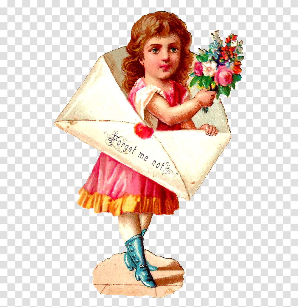 Vintage Girl Clipart Flower, Plant, Person, Human, Blossom Transparent Png