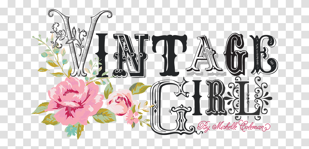 Vintage Girl Logo, Floral Design, Pattern Transparent Png