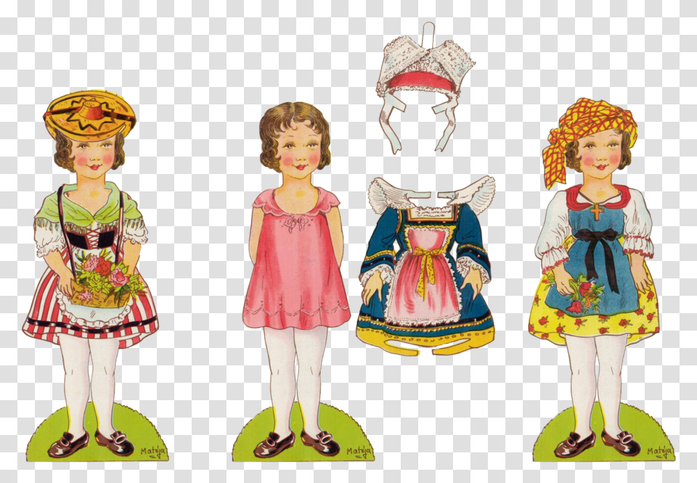 Vintage Girl Paper Doll, Toy, Person, Human, Shoe Transparent Png