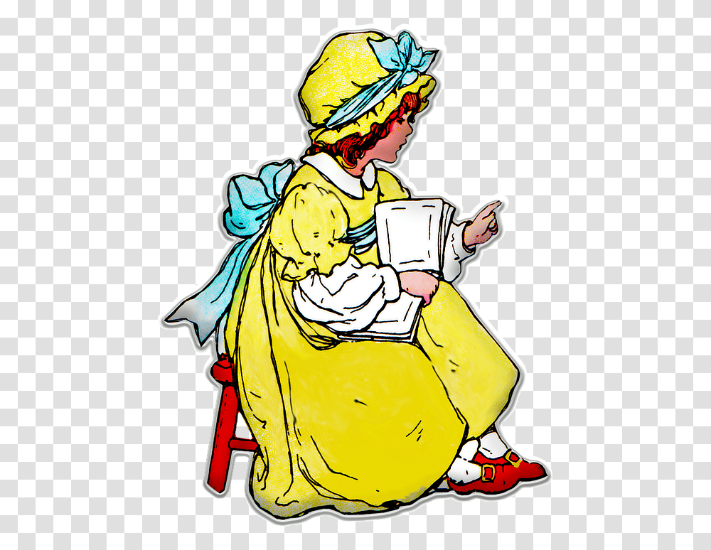 Vintage Girl School Retro Education Child Old Tell Story, Person, Drawing Transparent Png