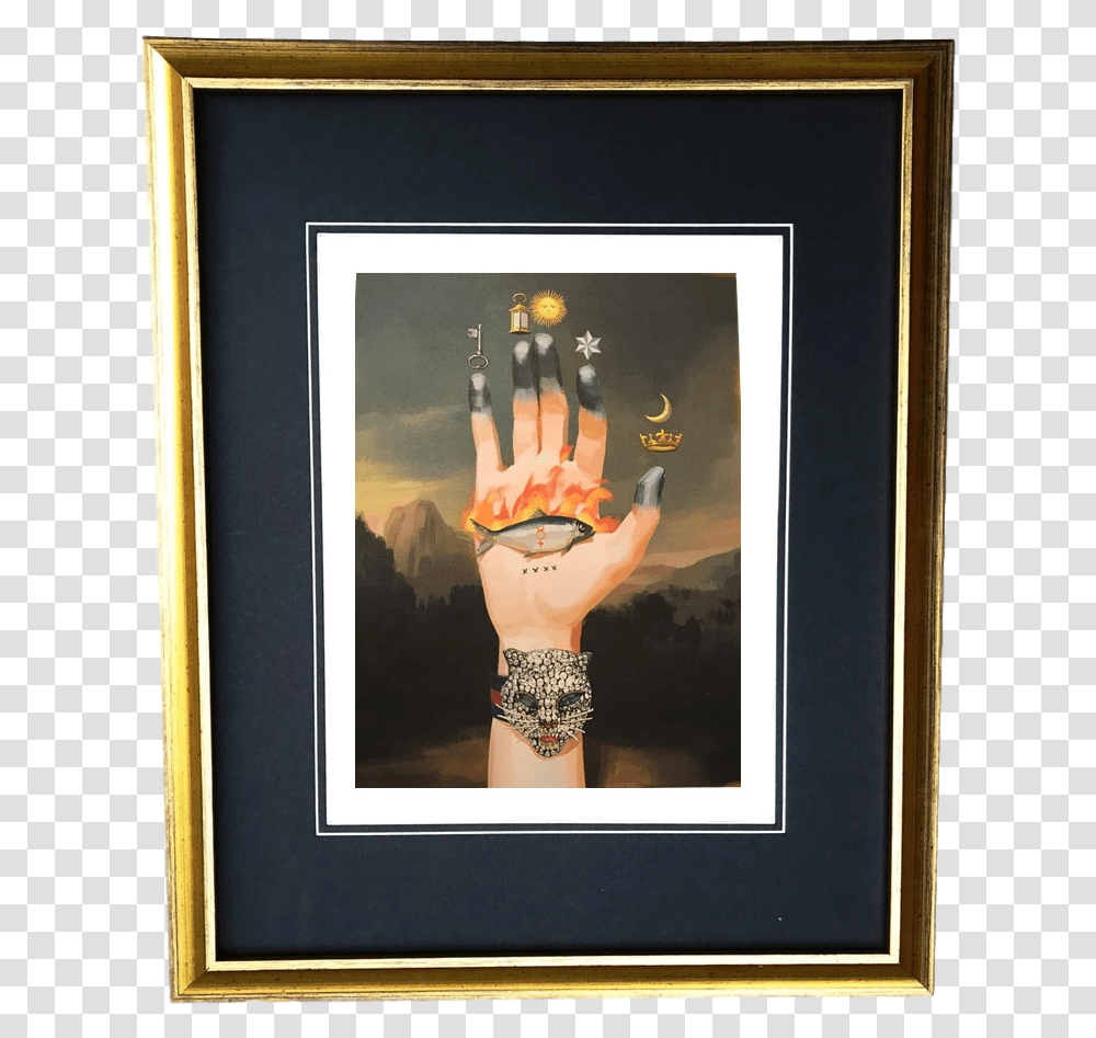 Vintage Gold Frame Gucci Celestial Hand Ignasi Monreal, Art, Collage, Poster, Advertisement Transparent Png