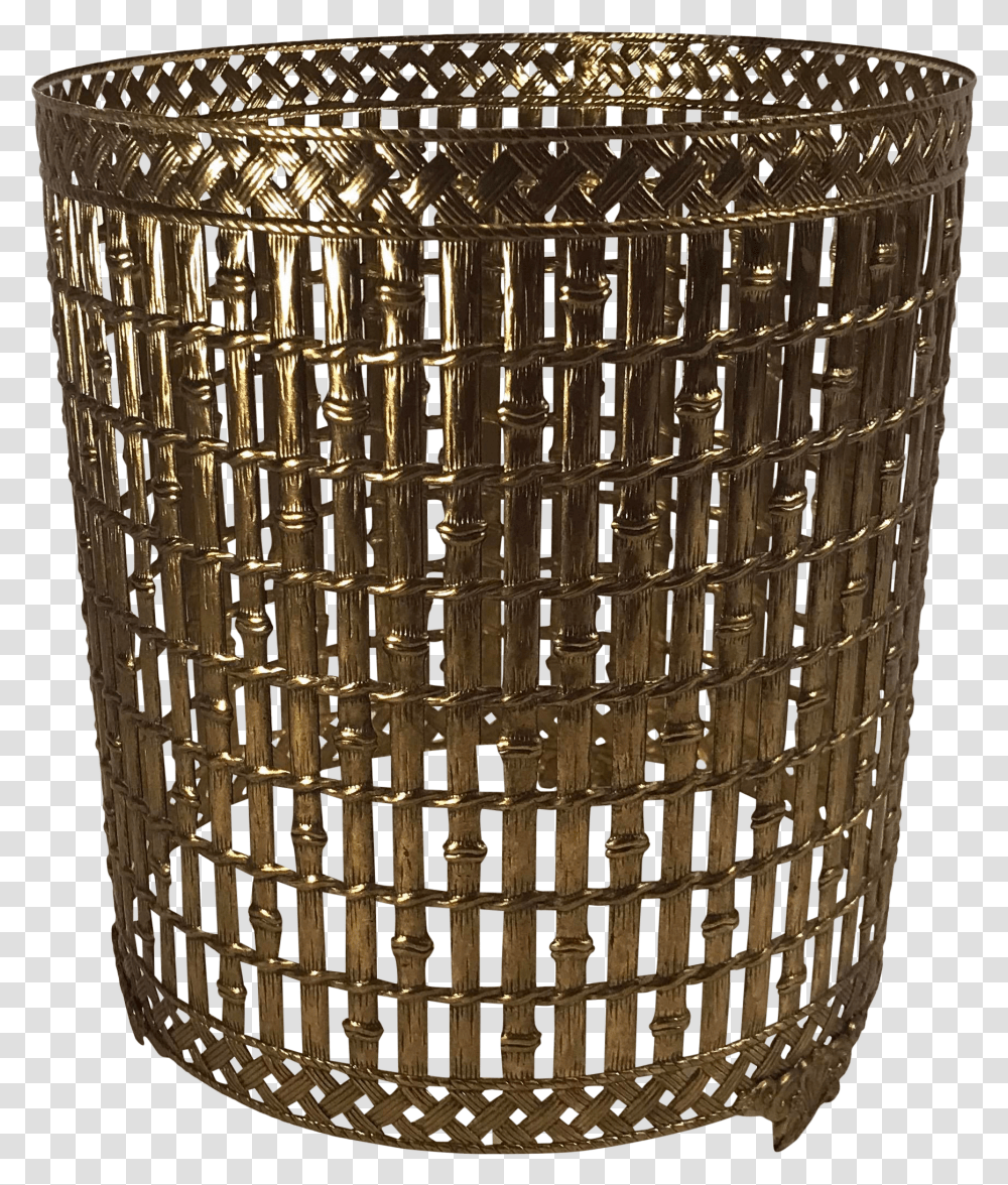 Vintage Gold Metal Hollywood Regency Faux Bamboo Trash Can Cover Gold Transparent Png
