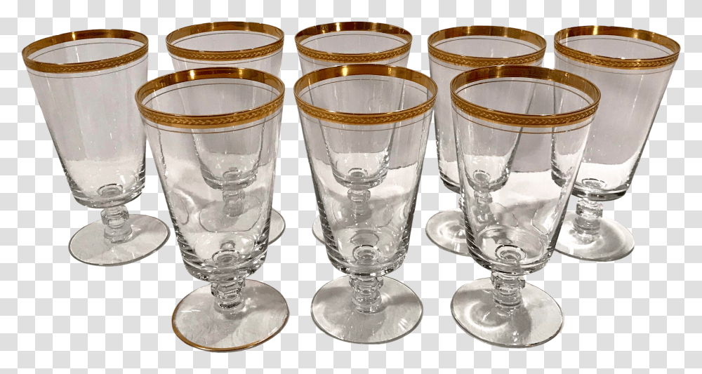 Vintage Gold Trim Tiffin Crystal Wine Glasses Set Of 8 Champagne Stemware Transparent Png