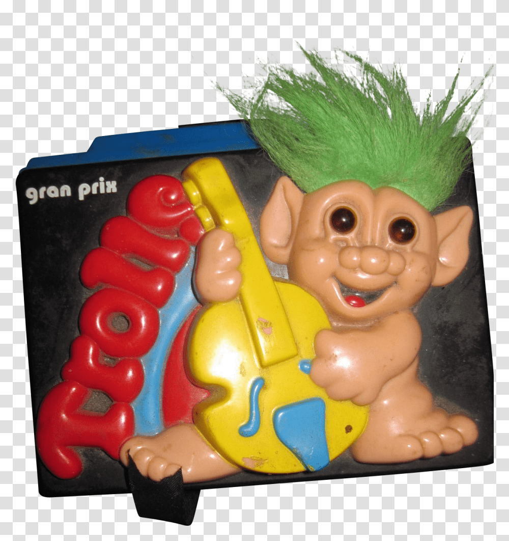Vintage Gran Prix Troll Tape Recorder Bridge Troll Playing Guitar, Toy, Inflatable, Figurine, Sphere Transparent Png