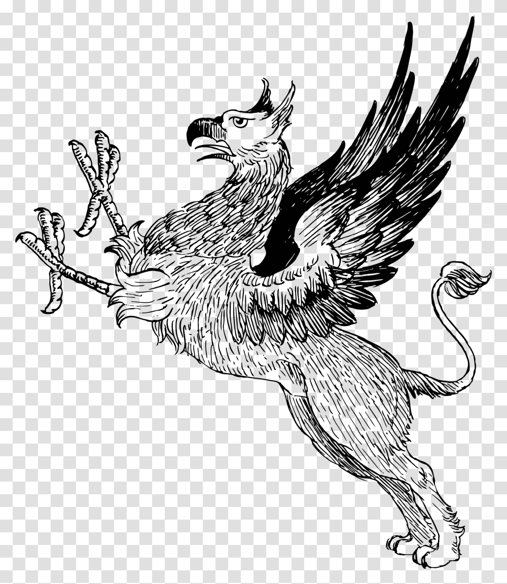 Vintage Griffin Line Art Mythical Creature Clip Art, Nature, Outdoors, Astronomy, Outer Space Transparent Png