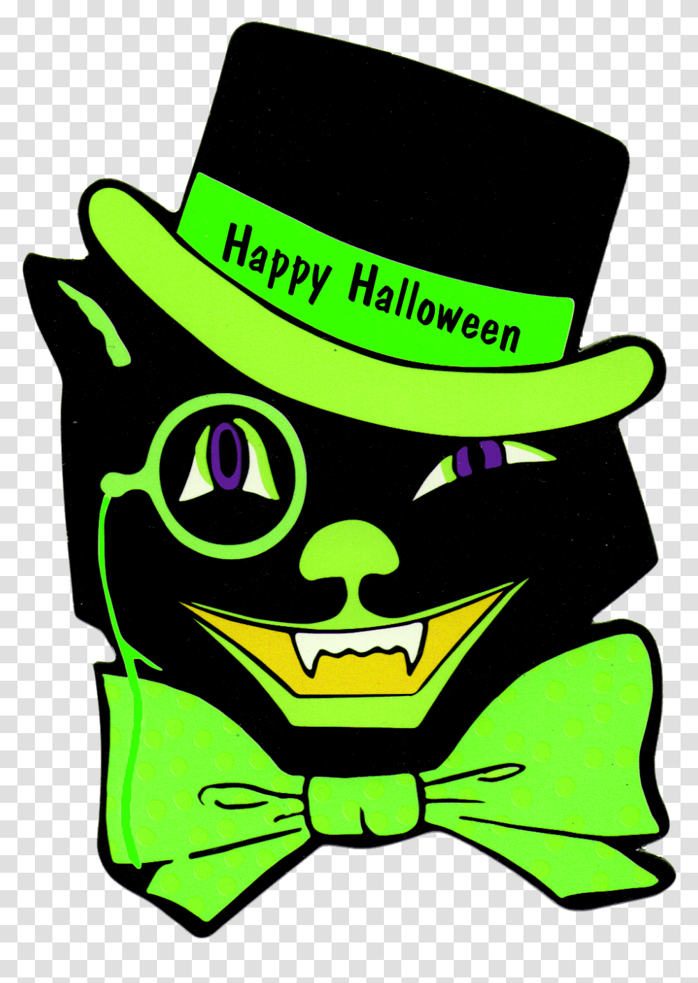 Vintage Halloween Cat Clip Art, Label, Sticker Transparent Png