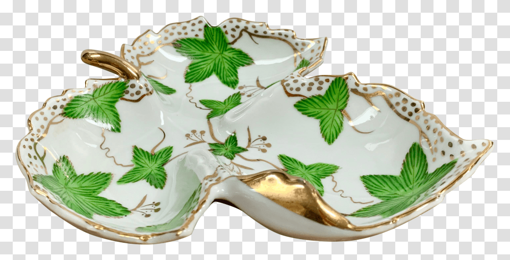 Vintage Hand Painted Porcelain Ivy Leaf Trinket Dish Serving Tray, Art, Pottery, Saucer, Birthday Cake Transparent Png