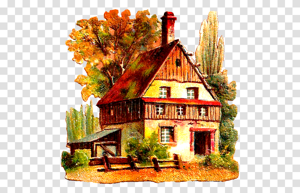 Vintage House Clipart, Cottage, Housing, Building, Nature Transparent Png