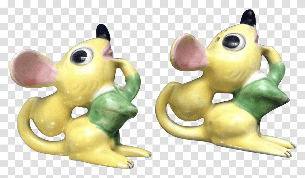 Vintage Identical Twins Yellow Mice Salt Or Pepper Cartoon, Toy, Figurine, Sweets, Food Transparent Png
