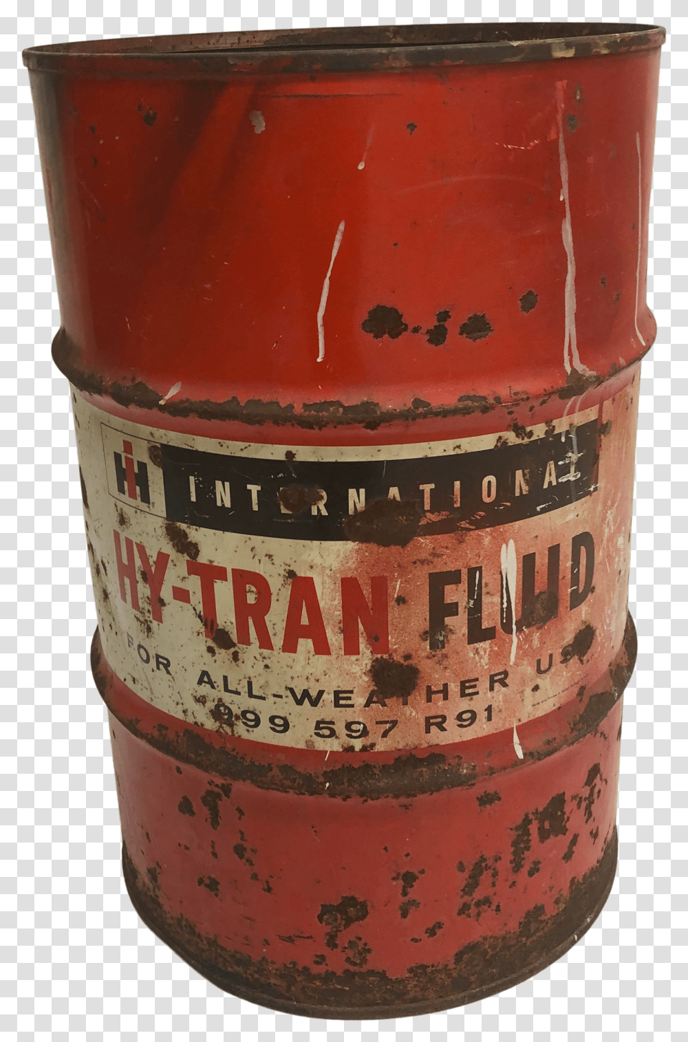 Vintage Industrial Steel Oil Drum Barrel International Harvester Advertising Circle Transparent Png