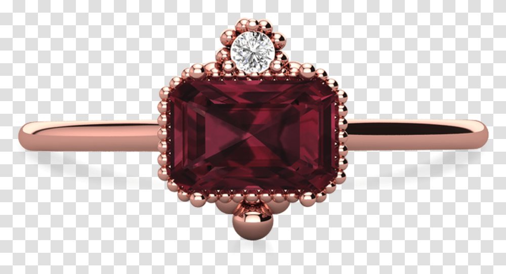 Vintage Inspired Ethical Emerald Cut Garnet Ring Engagement Ring, Accessories, Accessory, Jewelry, Gemstone Transparent Png