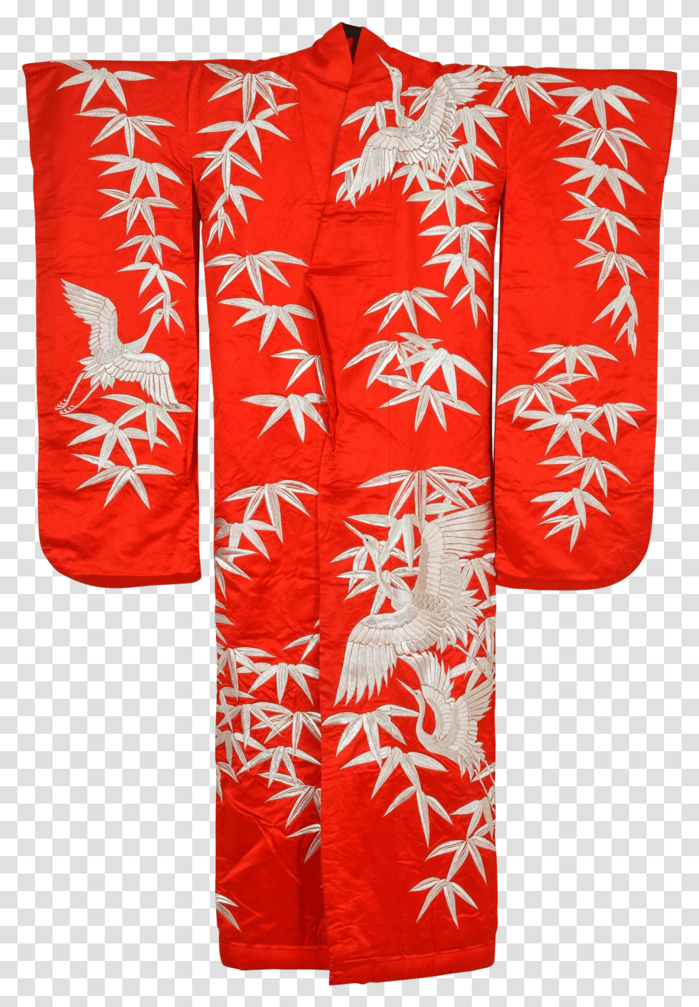 Vintage Japanese Red Silk Brocade Ceremonial Kimono Flag Transparent Png