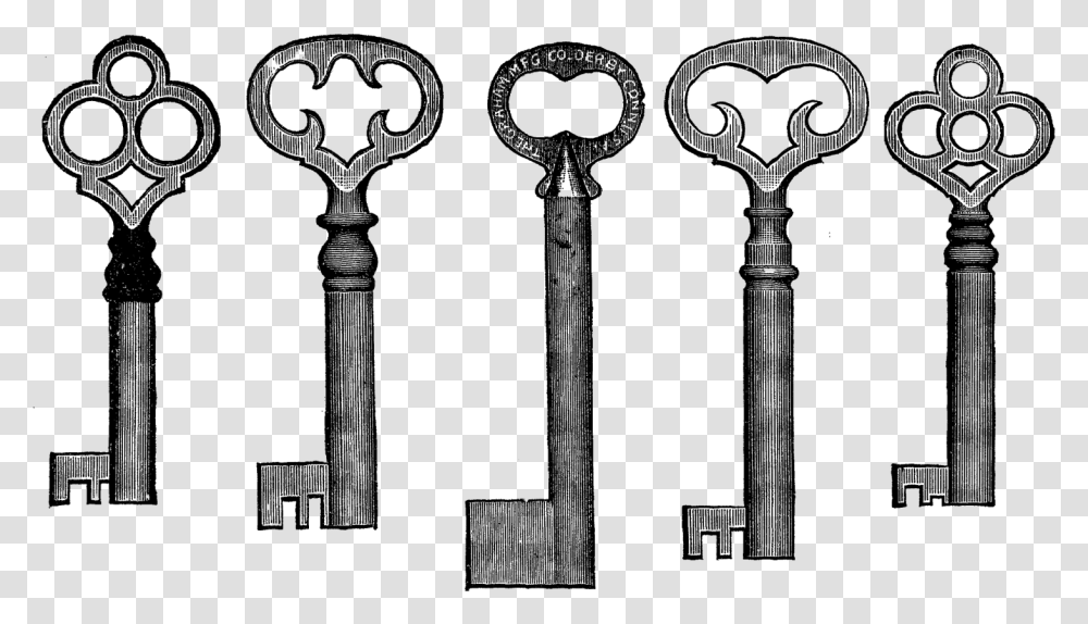 Vintage Key Clip Art Illustration Of Old Fashioned Key With, Word, Weapon, Weaponry, Cutlery Transparent Png