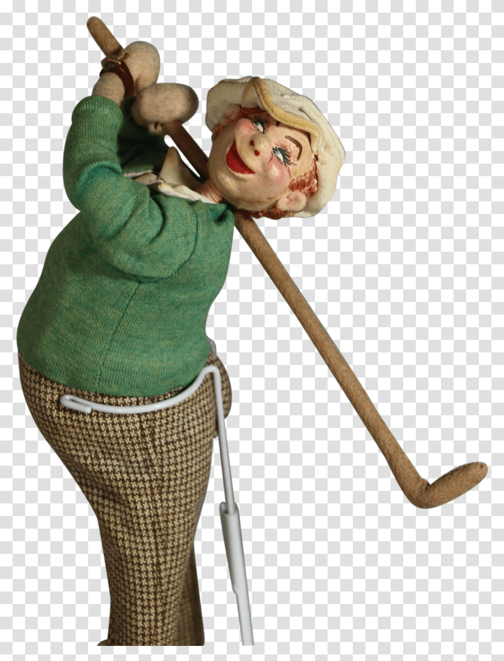 Vintage Klumpe Roldan Cloth Doll Golfer Pitch And Putt, Person, Human, Figurine, Toy Transparent Png