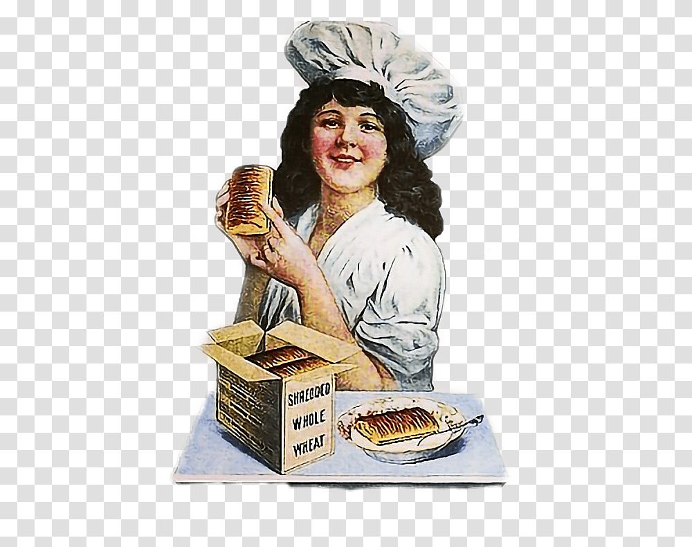 Vintage Lady Ad Advertising Chef Illustration, Person, Human, Food, Box Transparent Png
