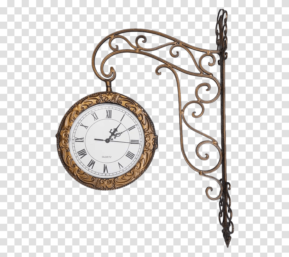 Vintage Large Wrought Iron Double Sided Quartz Train Wall Clock, Clock Tower, Architecture, Building, Locket Transparent Png