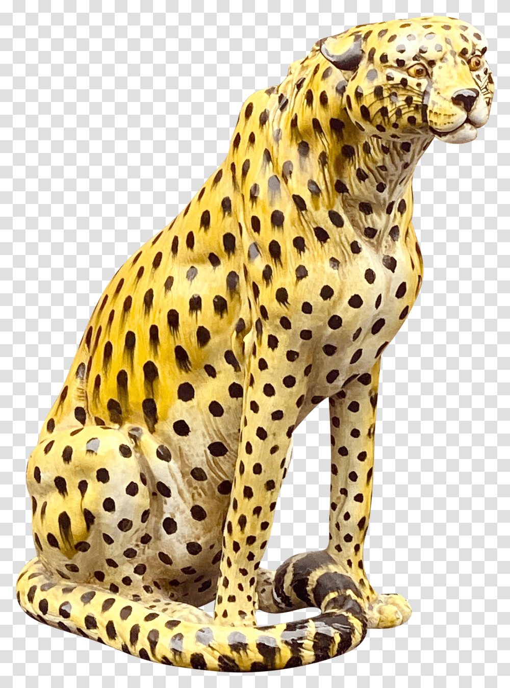 Vintage Life Size Ceramic Cheetah Animal Figure Transparent Png