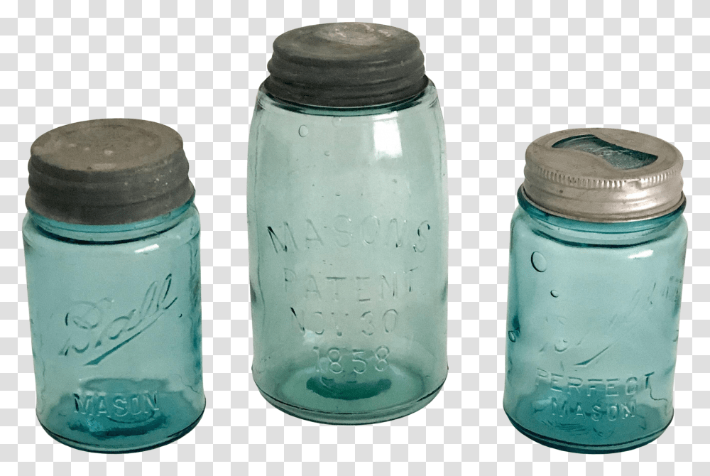 Vintage Mason Jars Set Of 3 Water Bottle, Milk, Beverage, Drink, Shaker Transparent Png
