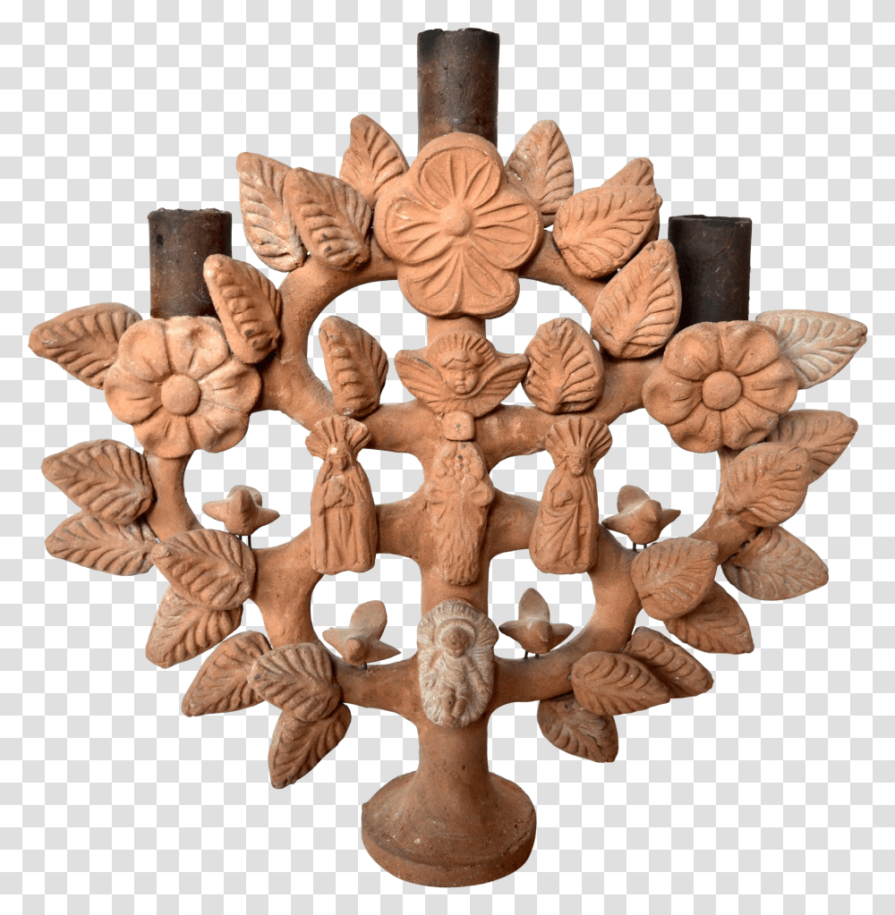 Vintage Mexican Ceramic Tree Of Life Candelabra Chandelier Transparent Png