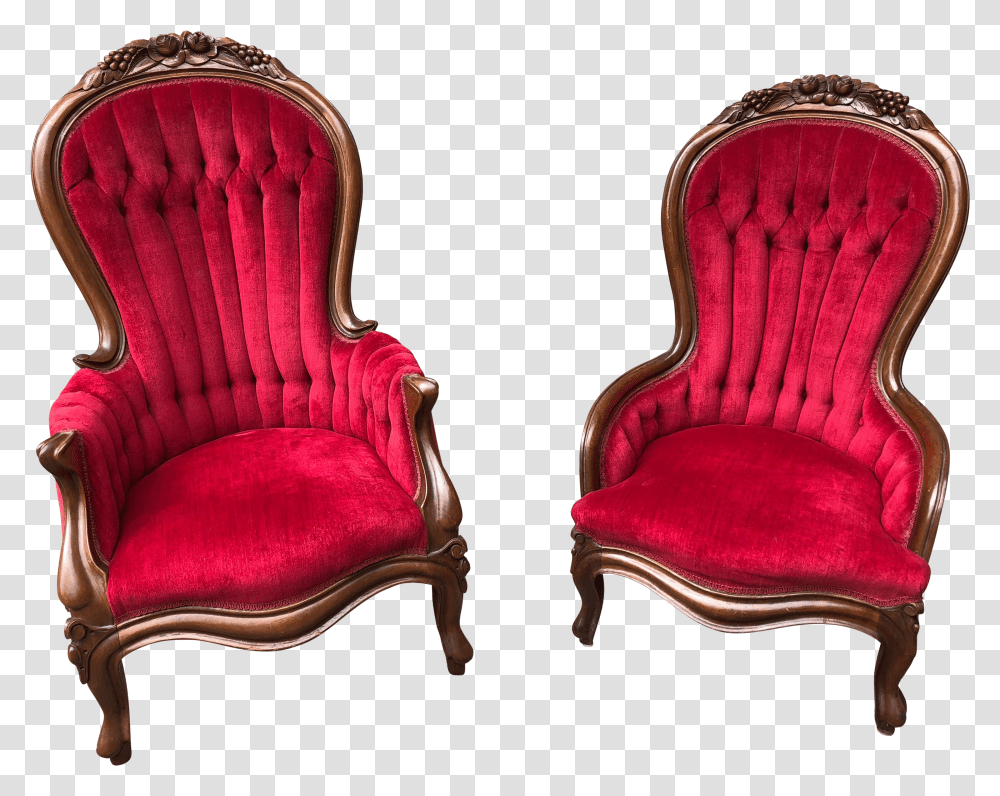Vintage Mid Century Victorian King And Queen Parlor Chairs A Pair Outdoor Furniture Transparent Png