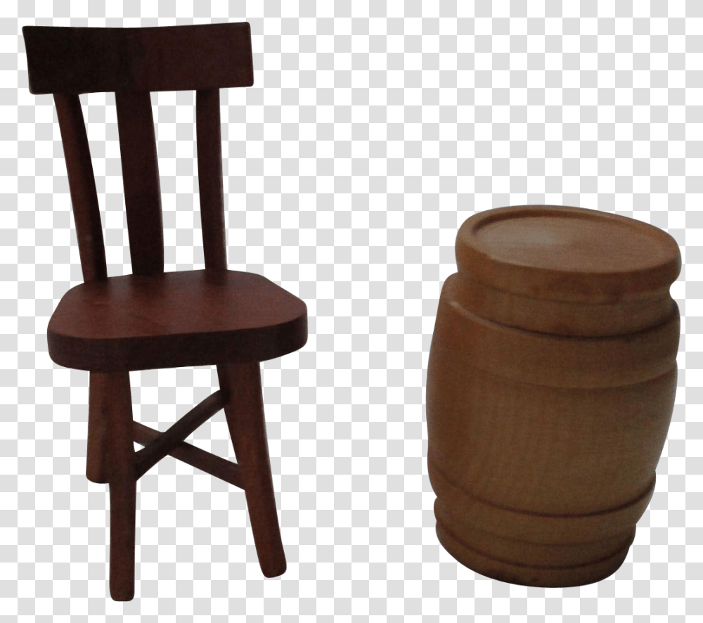 Vintage Miniature Doll House Wooden Chair And Whiskey Chair, Furniture, Barrel Transparent Png