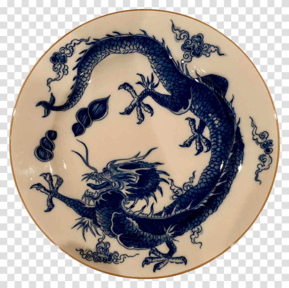 Vintage Mottahedeh Blue Dragon Round Platterchop Plate Chinese Blue Porcelain Plate Dragon Transparent Png