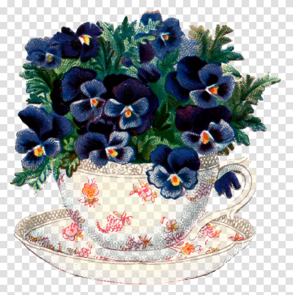 Vintage Pansy Clip Art, Pottery, Saucer, Plant, Birthday Cake Transparent Png