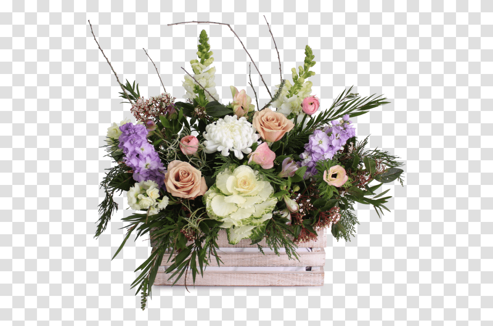 Vintage Pastel Crate Bouquet, Plant, Flower, Blossom, Flower Arrangement Transparent Png