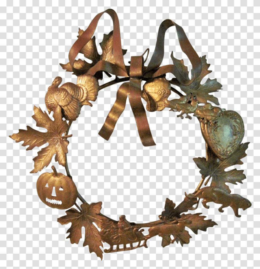 Vintage Petite Choses Brass Holiday Dresden Wreath Tree, Bronze, Accessories, Accessory, Jewelry Transparent Png
