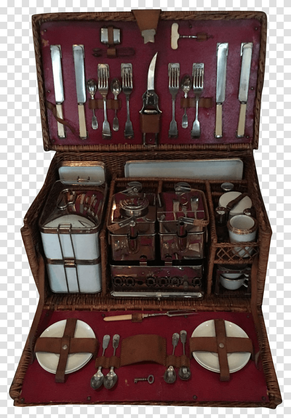 Vintage Picnic Basket Vintage Thermos Picnic Case, Furniture, Treasure, Cabinet, Wristwatch Transparent Png