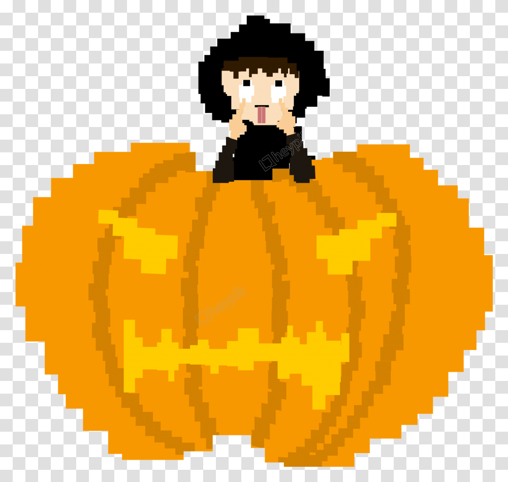 Vintage Pixelated Halloween Pumpkin Boy Design Image Pumpkin Pixel Art, Vegetable, Plant, Food, Produce Transparent Png