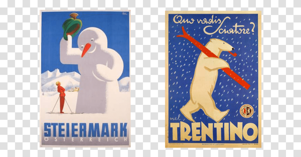 Vintage Poster Slides2 Vintage Ski Poster Italy, Advertisement, Bird, Animal Transparent Png