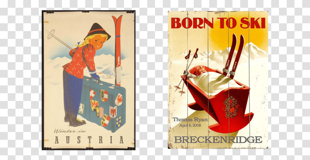 Vintage Poster Slides5 Born To Ski, Advertisement, Person, Human, Flyer Transparent Png