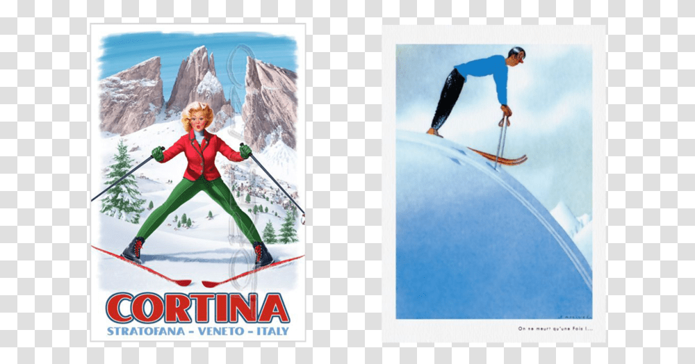Vintage Poster Slides6 Retro Ski Posters, Nature, Outdoors, Skiing, Sport Transparent Png