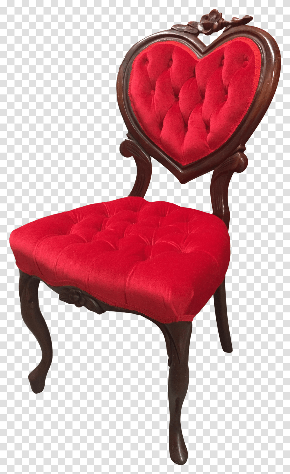 Vintage Red Heart Back Chair Chair, Furniture, Armchair Transparent Png
