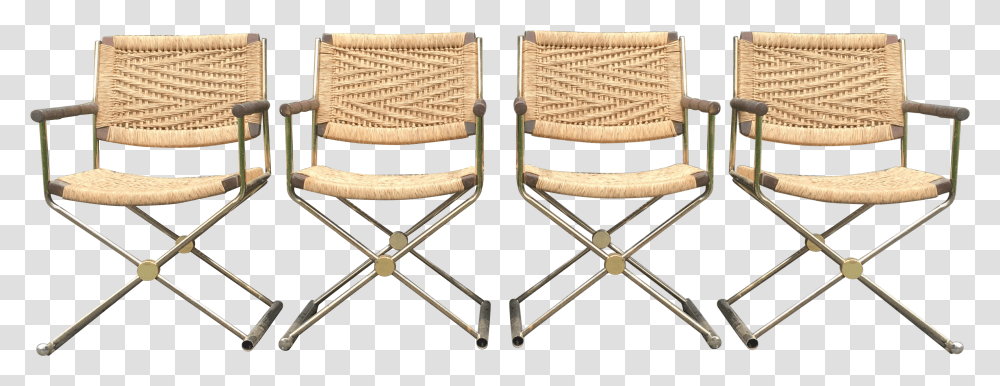 Vintage Regency Style Director Chairs With Rattanrope Chair, Furniture, Rug, Home Decor, Woven Transparent Png