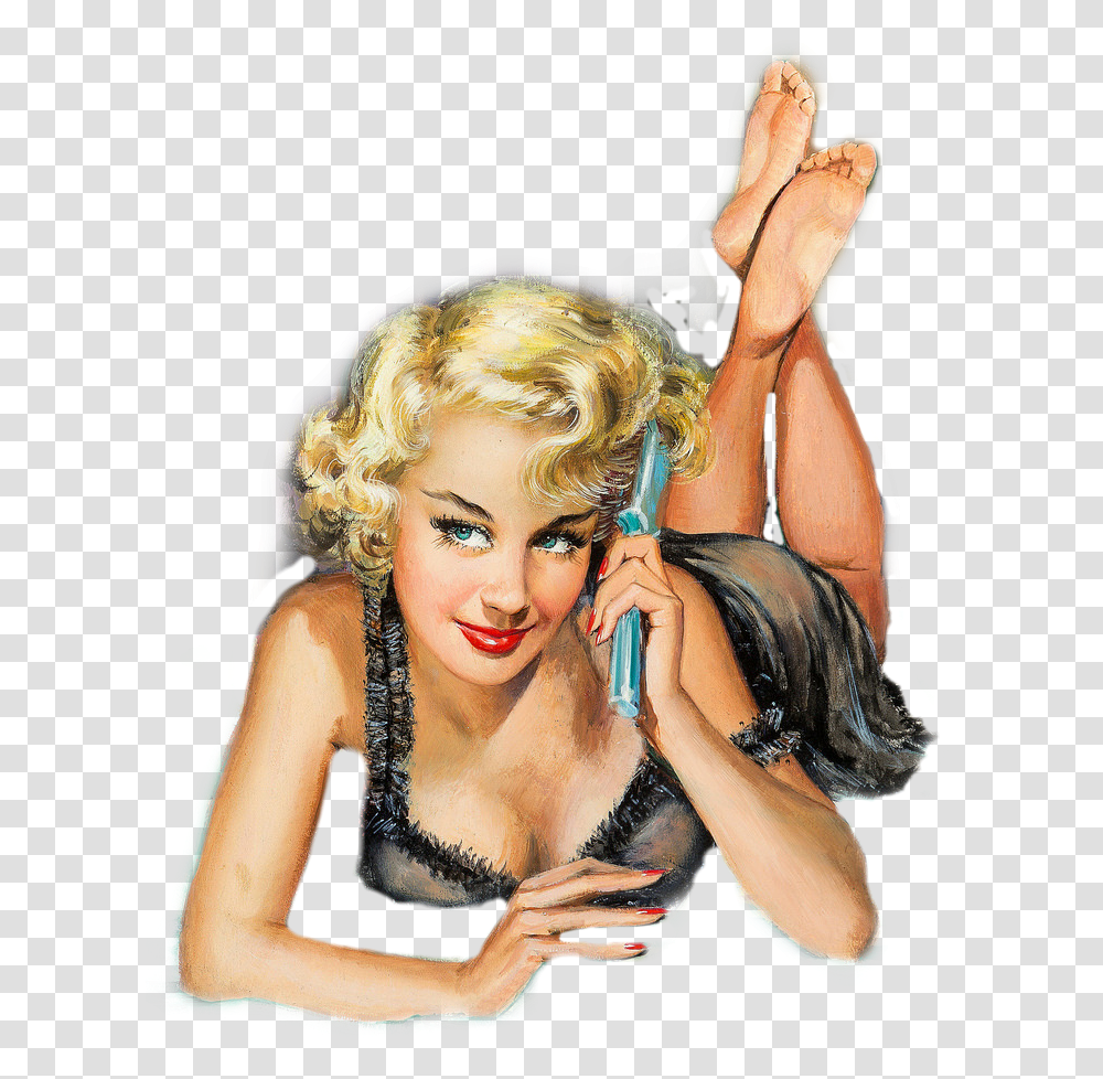 Vintage Retro Lady Woman Pinup Blonde Pinup Blonde, Person, Dance Pose, Lei...