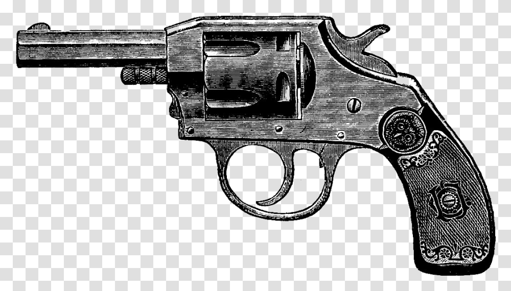 Vintage Revolver Gun, Weapon, Weaponry, Handgun Transparent Png