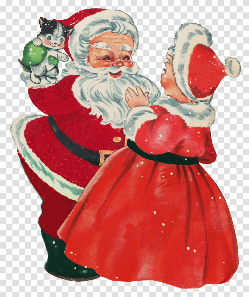 Vintage Santa Claus, Figurine, Snowman, Outdoors, Nature Transparent Png
