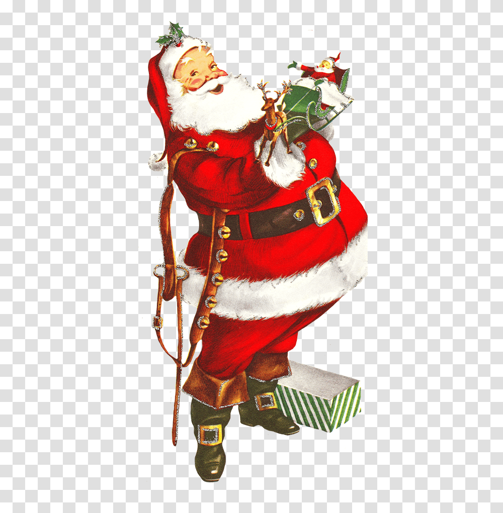 Vintage Santa Claus & Free S 305543 Background Vintage Christmas Clipart, Clothing, Costume, Accessories Transparent Png