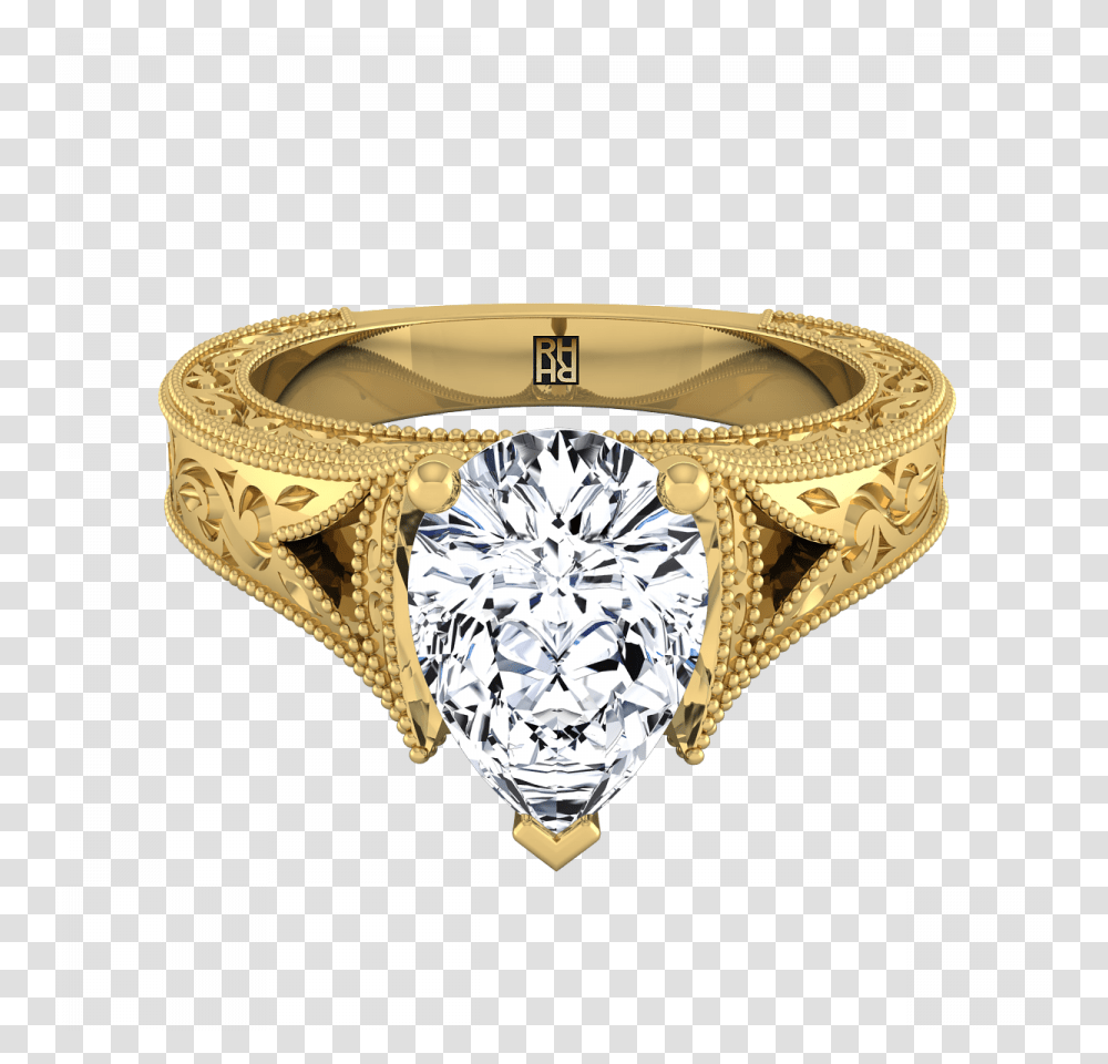 Vintage Shape Emerald Cut Diamond Engraved Band, Gemstone, Jewelry, Accessories, Accessory Transparent Png
