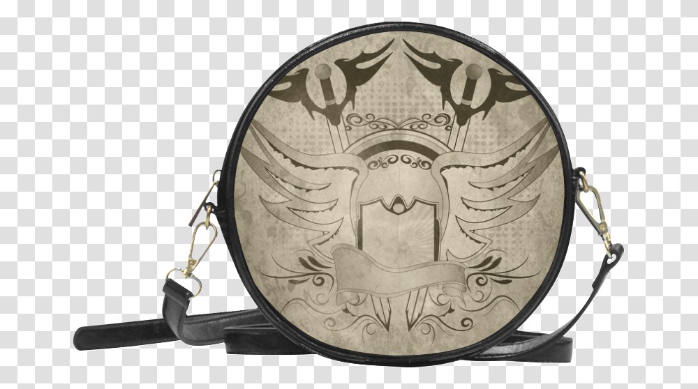 Vintage Shield With Swords Round Sling Bag Marinette Dupain Cheng Tasche, Buckle, Armor, Bronze Transparent Png