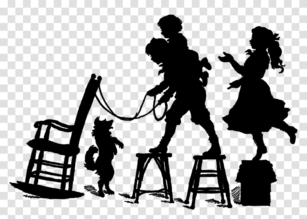 Vintage Silhouette Victorian Children Playing Vintage Children Silhouettes, Outer Space, Astronomy, Universe, Nature Transparent Png