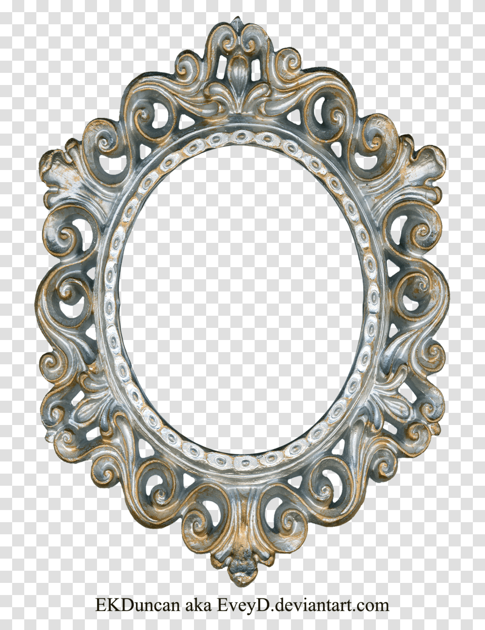Vintage Silver And Gold Frame, Gate, Oval, Mirror Transparent Png